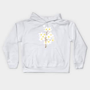 white Plumeria  frangipani flowers  ink and watercolor Kids Hoodie